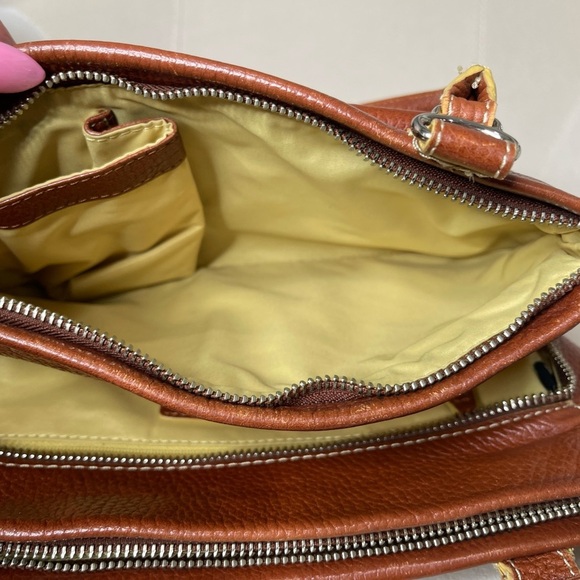 Cole Haan Village Hobo Bag Purse Brown Leather Silver Hardware Multi Compartment - Picture 7 of 10